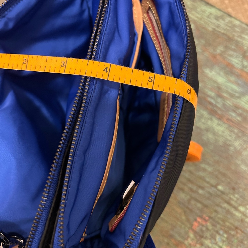 MZ Wallace Bowery Pocket Black and Cobalt Blue Crossbody Bag - Picture 13 of 16